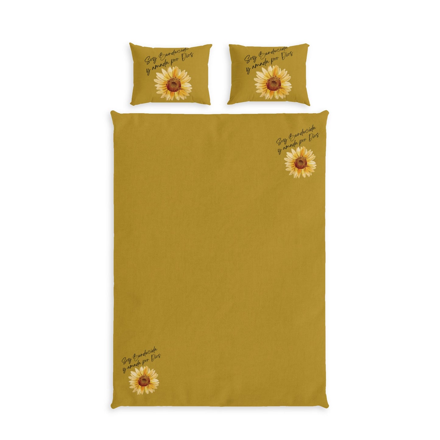 Sunflower Cotton Bed Set – Soy Bendecida y amada por Dios - Duvet Cover & Pillowcases