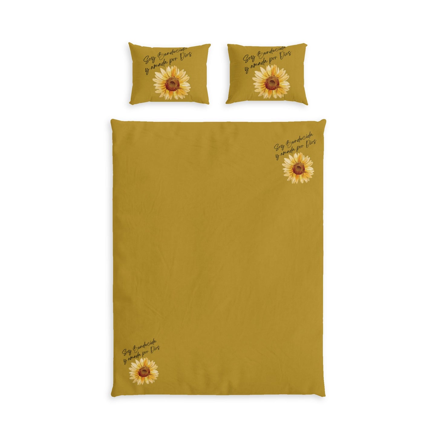 Sunflower Cotton Bed Set – Soy Bendecida y amada por Dios - Duvet Cover & Pillowcases